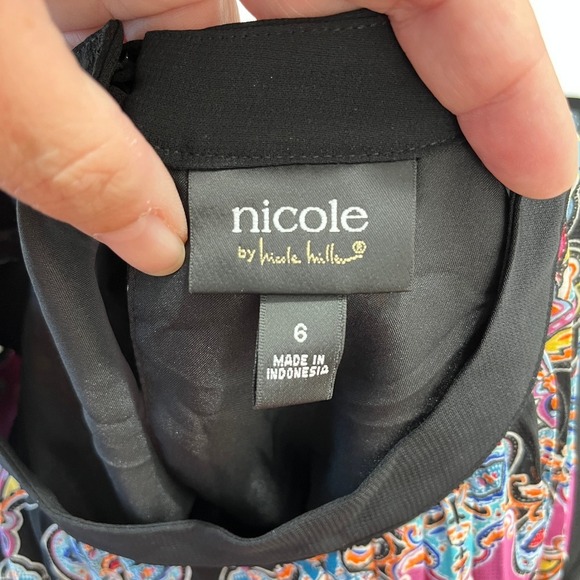 Nicole By‎ Nicole Miller Womens 6 Boho Pleated Shift Dress Retro Festival Chic - Picture 2 of 11